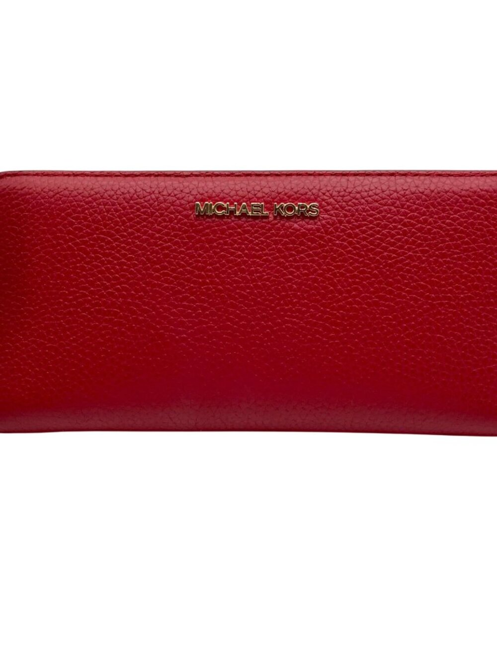 Michael Kors Red Pebbled Leather Jet Set Continental Wristlet